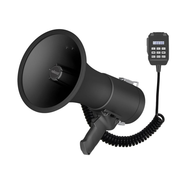 Megaphone 50W sirène intégrée porte voix enregistrement 11 minutes MP66S Bluetooth usb 1200m