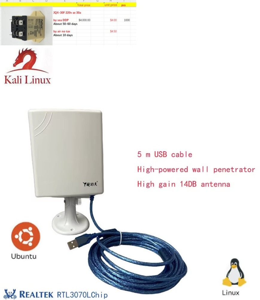 antenna Wifi amplificata 80dbi 6600mw 2.4GHz 150Mbps KASENS N9600
