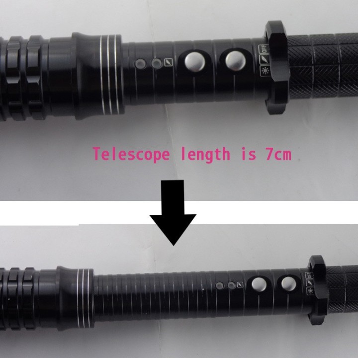 Telescopic Electric Shock Baton Flashlight, Rechargeable Stun Gun, Taser, Electric Defense