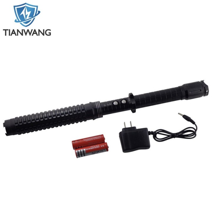 Telescopic Electric Shock Baton Flashlight, Rechargeable Stun Gun, Taser, Electric Defense
