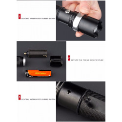 1000LM 5W CREE impermeable llevó recargable policía linterna comando tráfico de luz de la antorcha con zoom por 18650 carga