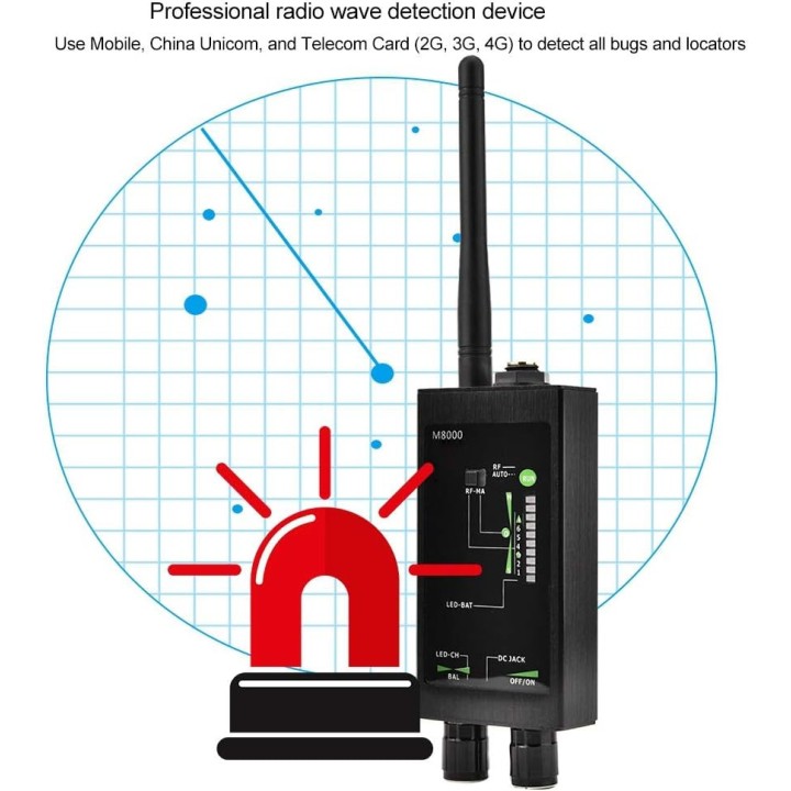 M8000 Anti-Spy Camera Detector, GSM RF Signal, IR IP Tracker, 2G 3G 4G GPS Locator