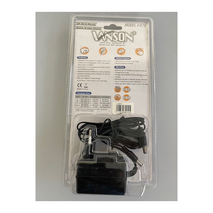 Nimh nicd battery charger for aa or aaa batteries ac and car adapter