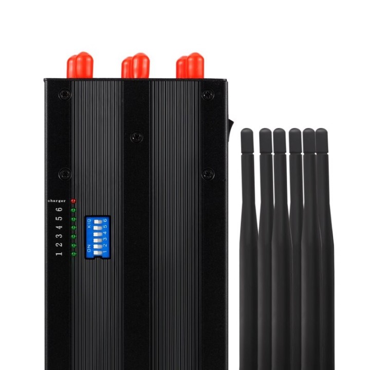 Portable gsm wave jammer 6 antennas blocker 2G 3G 4G 5G WiFi 2.4G 5.8G gps smartphone