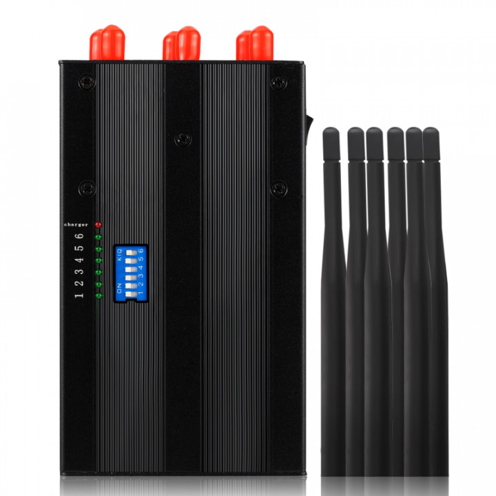 Portable gsm wave jammer 6 antennas blocker 2G 3G 4G WiFi 2400MHz gps 1500MHz 1600MHz dcs/1800MHz phs/1900MHz