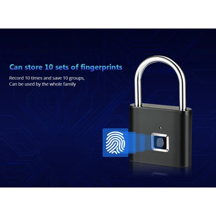 Fingerprint Lock Smart Padlock Anti-Theft Portable Waterproof Unlock in 0.2 Seconds