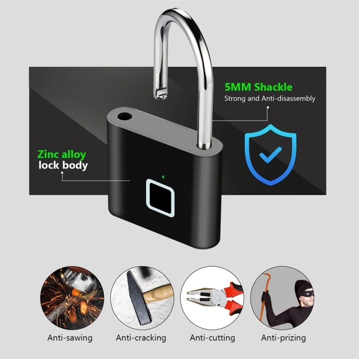 Serrure empreintes digitale cadenas intelligent antivol Portable étanche déverrouillage 0,2 secondes
