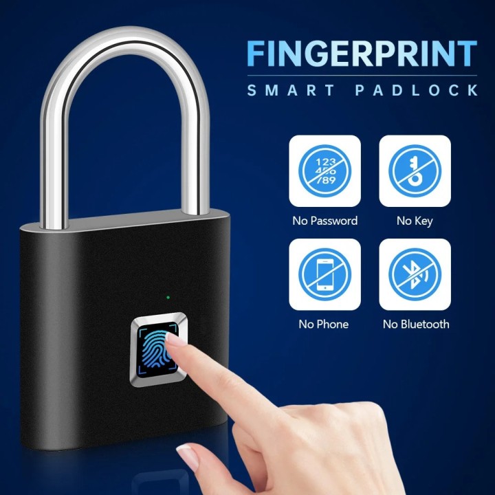 Fingerprint Lock Smart Padlock Anti-Theft Portable Waterproof Unlock in 0.2 Seconds