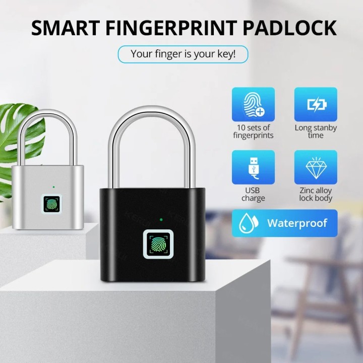 Serrure empreintes digitale cadenas intelligent antivol Portable étanche déverrouillage 0,2 secondes