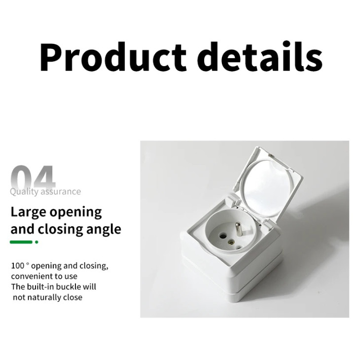 250V 10A 16A European Standard French Dustproof External Wall Socket Flame Retardant ABS Cover