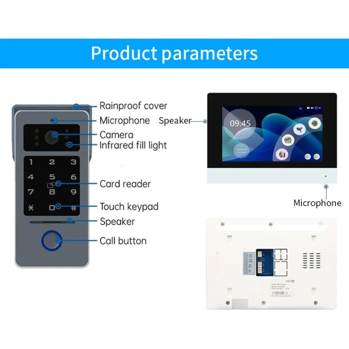 Kit visuelle visuelle Intercom-7-Zoll-Türsprechanlage Türklingel mit 1-Monitor 1-Kamerasystem, LCD-Display TFT-Display