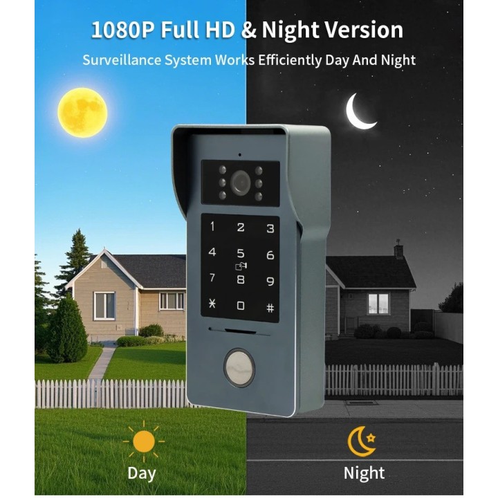 Kit visuelle visuelle Intercom-7-Zoll-Türsprechanlage Türklingel mit 1-Monitor 1-Kamerasystem, LCD-Display TFT-Display