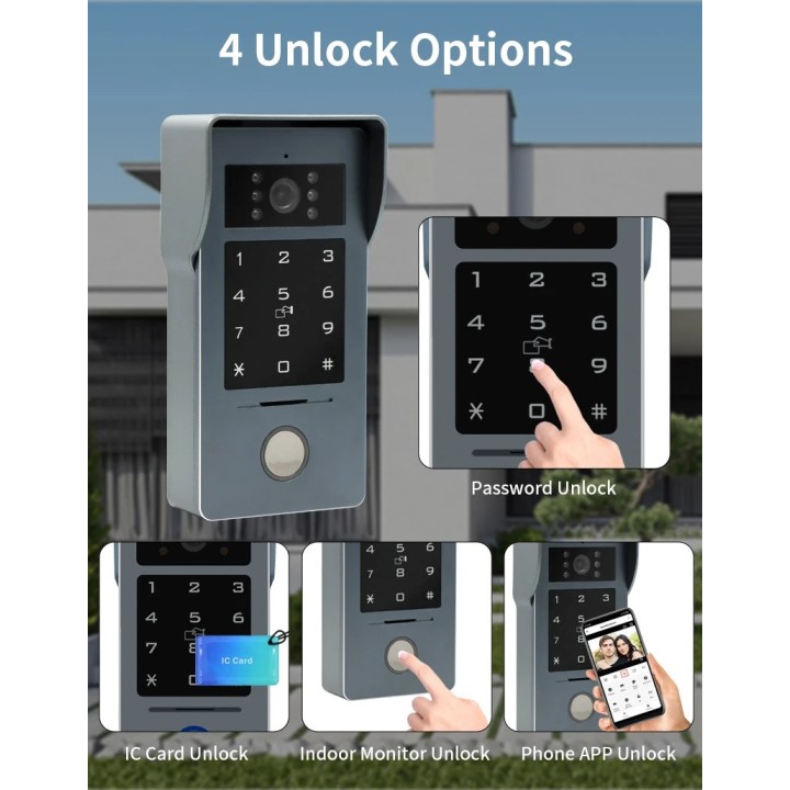 Kit visuelle visuelle Intercom-7-Zoll-Türsprechanlage Türklingel mit 1-Monitor 1-Kamerasystem, LCD-Display TFT-Display