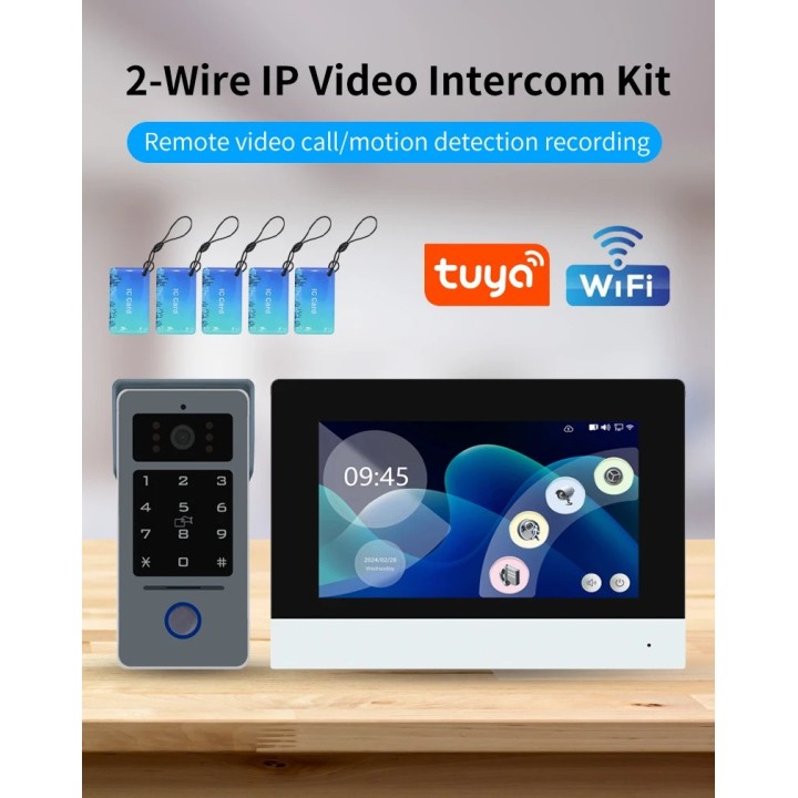 Kit de sistema de intercomunicación visual de 7 pulgadas con videoportero, 1 cámara, pantalla TFT LCD
