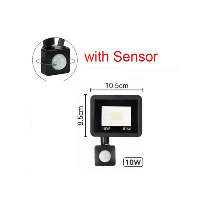 Foco proyector led con sensor pir hq