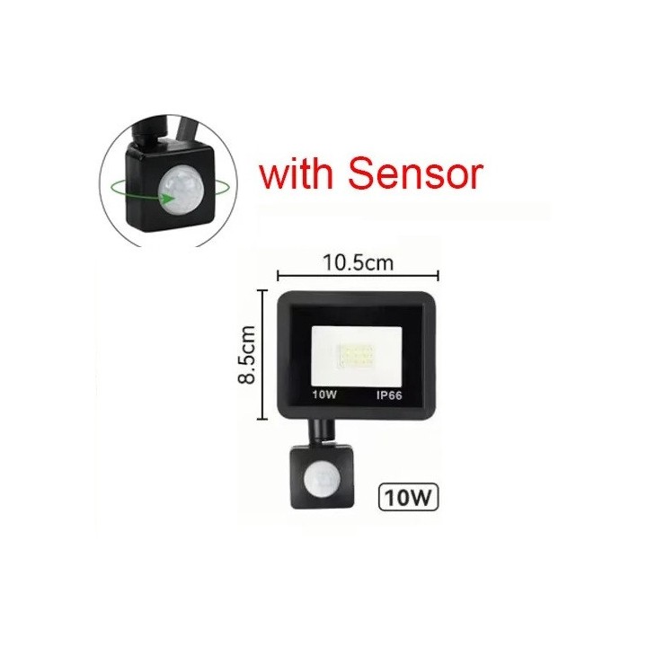 Projecteur a led spot smd 10w radar ir 110v 220v lamp lp02hqs lumiere etanche ip65 exterieur
