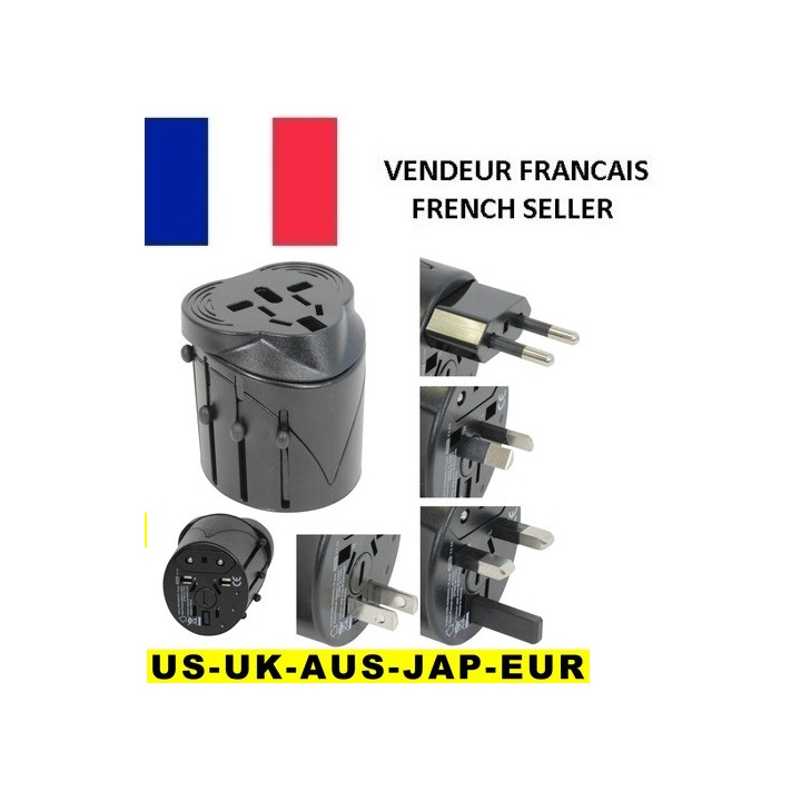 Adaptador enchufe electrico viaje 150 pais europa america usa gran bretana uk australia jr international - 2