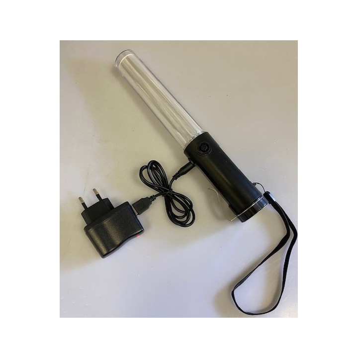 Baton lumineux led rouge + batterie rechargeable + chargeur 220v 5v support magnetique