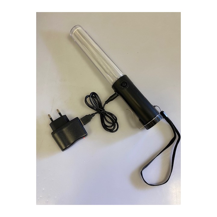 Baton lumineux led rouge + batterie rechargeable + chargeur 220v 5v support magnetique