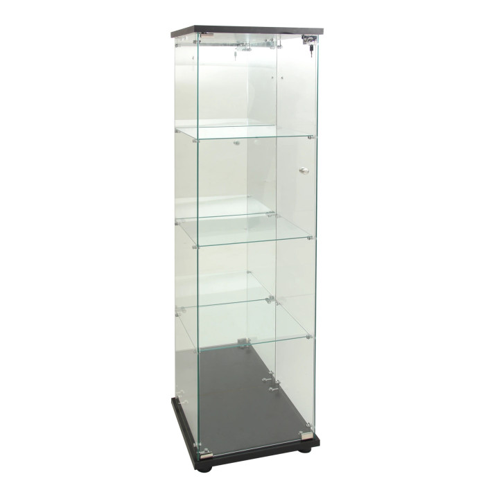 Vitrine murale verre 164x36x36cm 3 étageres eclairage led magasin foire exposition salon