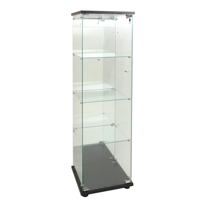 Vitrina de pared de cristal 164x36x36cm 3 estantes iluminación LED tienda feria exposición salón
