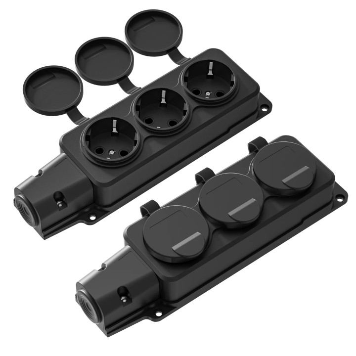 Toma de corriente industrial impermeable para exteriores, europea IP54 16 A 250 V 3 vías 3500W protección contra la lluvia