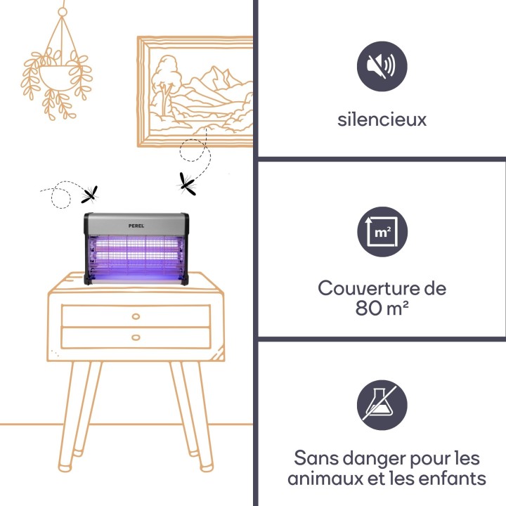 Insetticida elettrico con lampada UV blu per zanzare, mosche e vespe GIK08N1