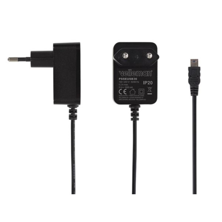220-V-Mini-USB-Ladegerät, 5 V, 1 A, Universaleingang, 100–240 VAC, 1,5 m langes Kabel, PSS6EUSB36