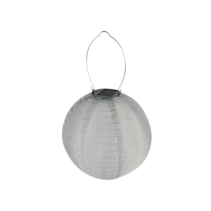 Weiße Solar-Gartenlaterne, Ø 25 cm, wetterfest, Terrassenbeleuchtung CSOL01