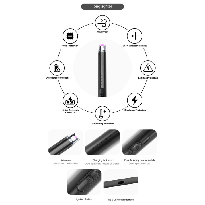 Briquet plasma à arc laser rechargeable USB type c sans gaz et sans flamme coupe-vent TW-906