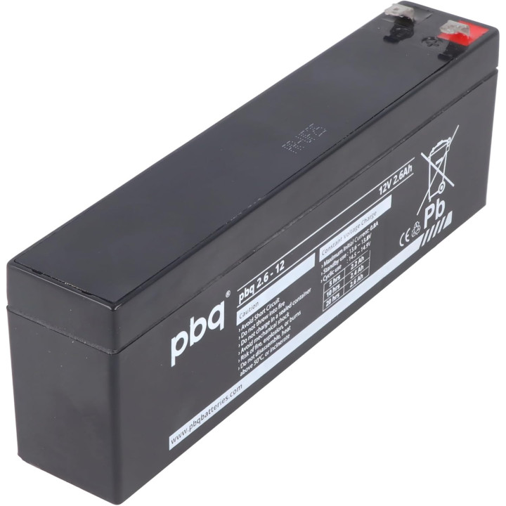 Batterie accu pile rechargeable pbq 2.6-12 12v 2.6ah accumulateur plomb gel etanche 12vcc 2.6ah