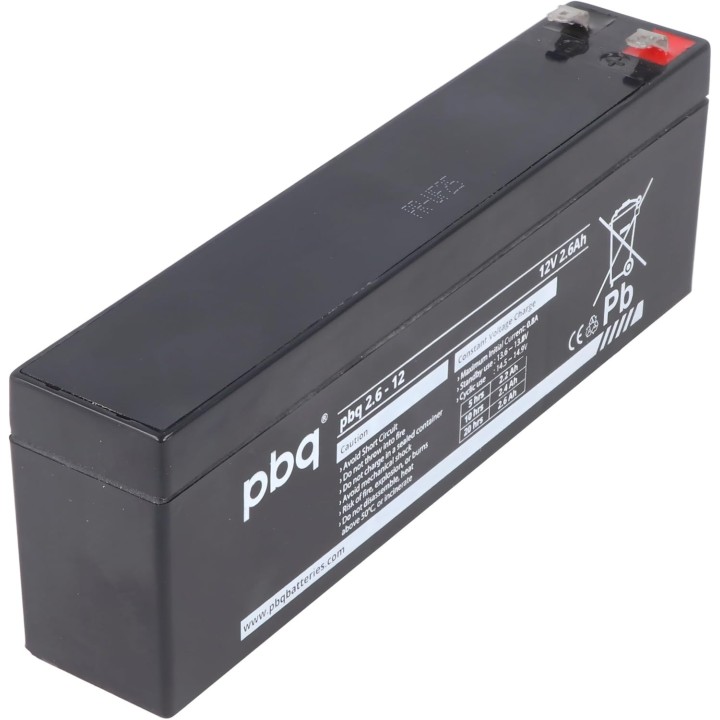 Batterie accu pile rechargeable pbq 2.6-12 12v 2.6ah accumulateur plomb gel etanche 12vcc 2.6ah
