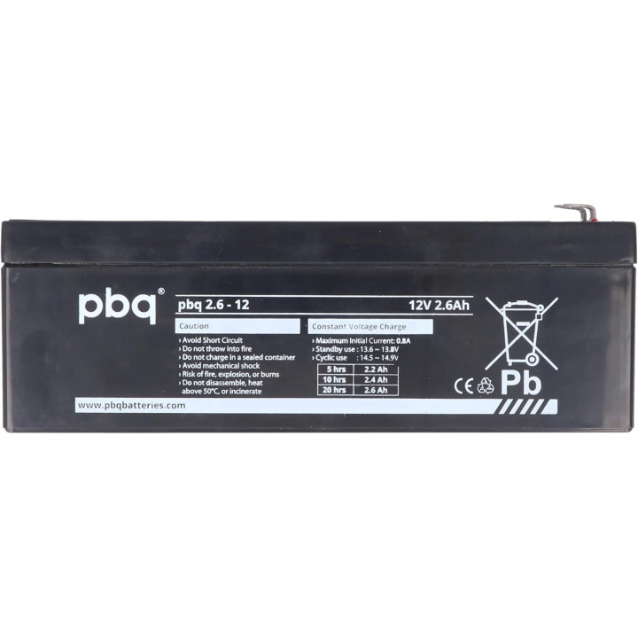 Batterie accu pile rechargeable pbq 2.6-12 12v 2.6ah accumulateur plomb gel etanche 12vcc 2.6ah