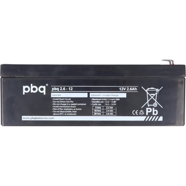 Batterie accu pile rechargeable pbq 2.6-12 12v 2.6ah accumulateur plomb gel etanche 12vcc 2.6ah