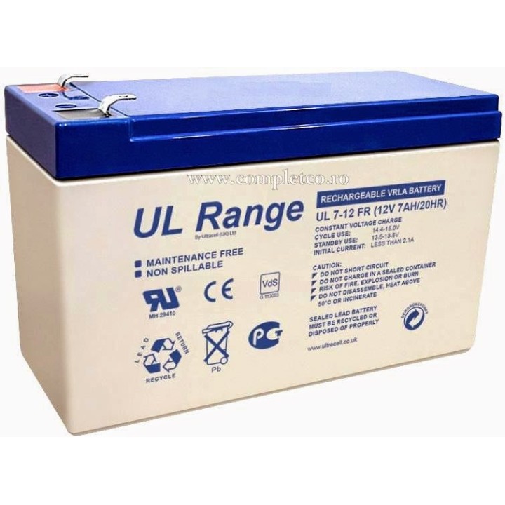 Batterie rechargeable 12v 6.5a 6,5ah 7a 7ah ul7 12 faston 4.8mm accu plomb gel accumulateur 12v7