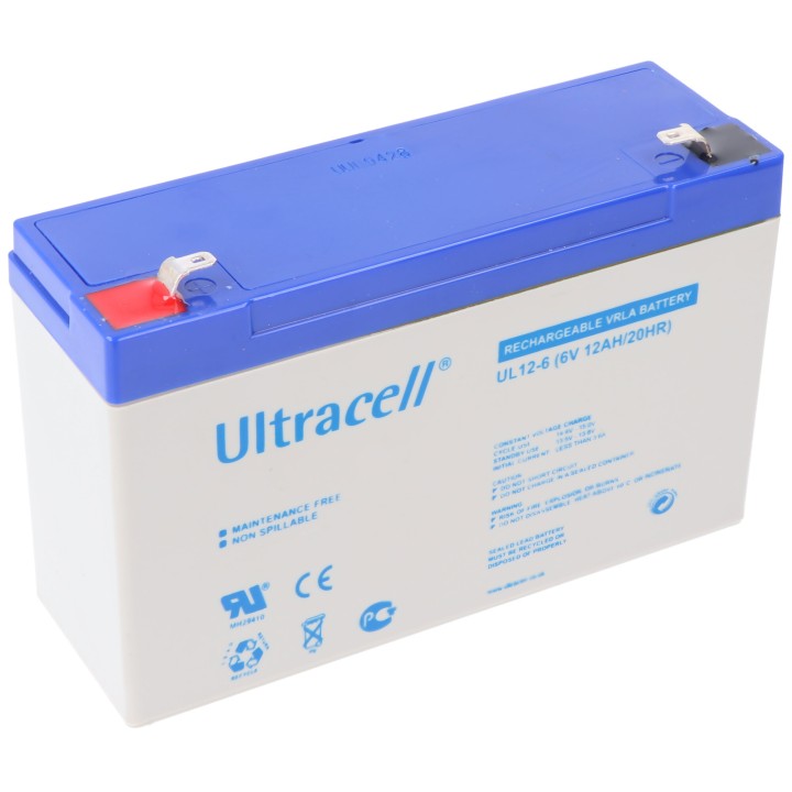 Batterie rechargeable 6v 12ah ul12 6 accumulateur accu plomb gel solaire 12a 14a pile ul12 6