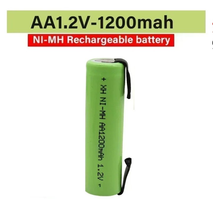 Batería recargable 1200mah 2A 1.2v lr06 aa am3 lr6 ni-mh con pata para diente de cepillo de afeitar