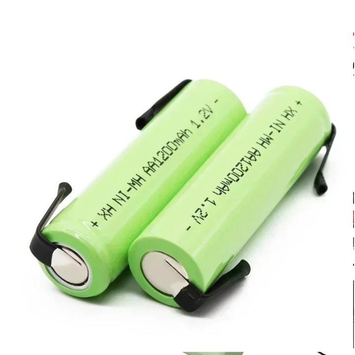 Batería recargable 1200mah 2A 1.2v lr06 aa am3 lr6 ni-mh con pata para diente de cepillo de afeitar