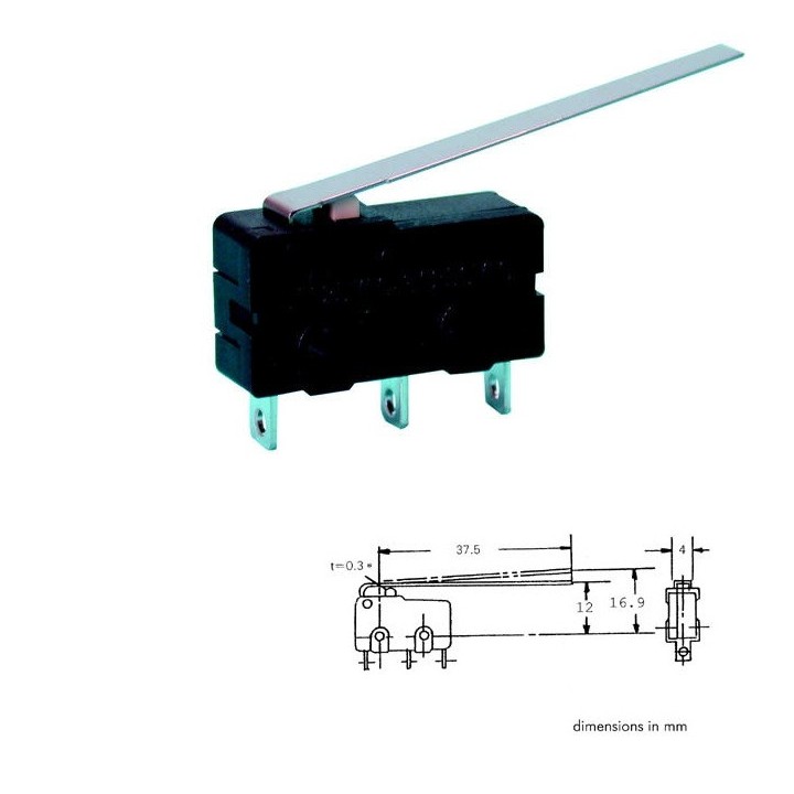 Micro interrupteur contact autoprotection 3a 220v 250v long levier micro switch ms5 l autoprotege