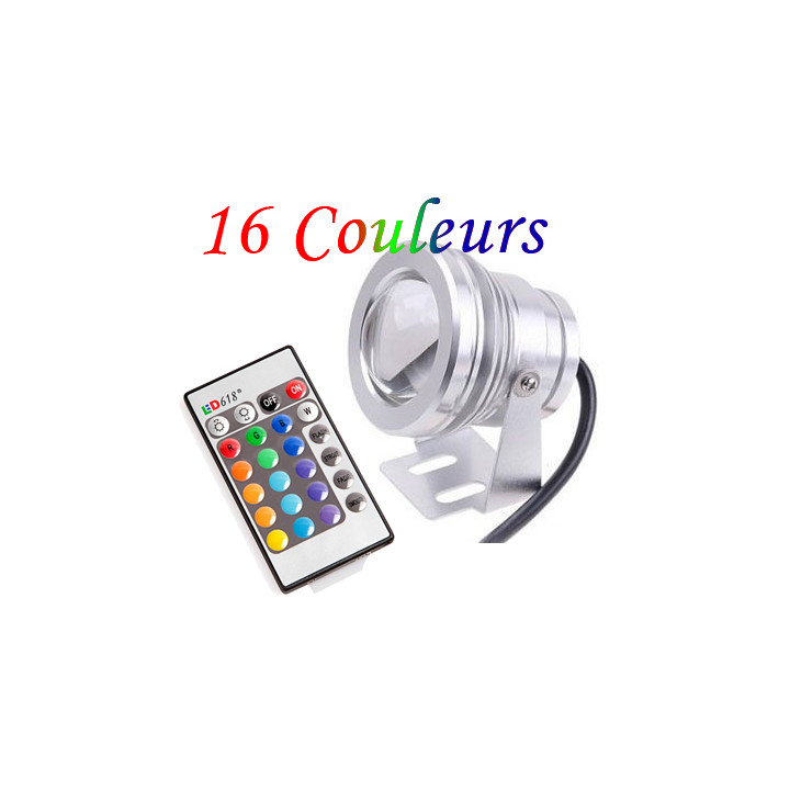 Waterproof led projector 10w red green blue rgb with remote 750lm 12v outdoor ip67 jr international - 1
