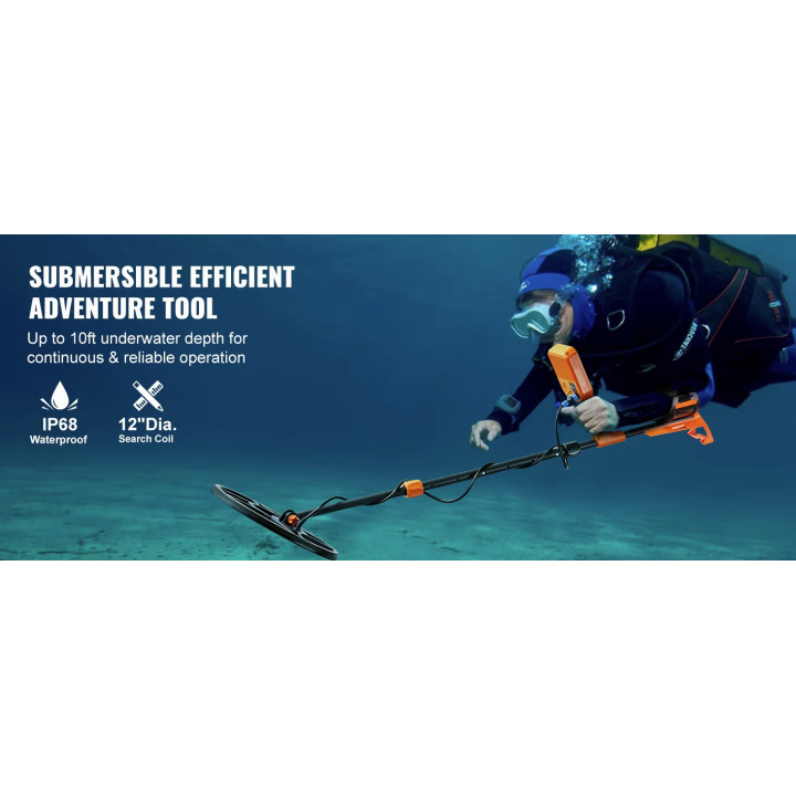 Detector de Metales Profesional de Buceo Recargable de 12" TS185A con Bobina Impermeable IP68