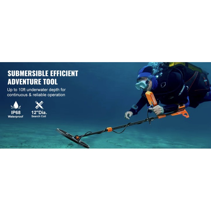 Professional 12" Rechargeable Waterproof Diving Metal Detector TS185A IP68 Waterproof Coil