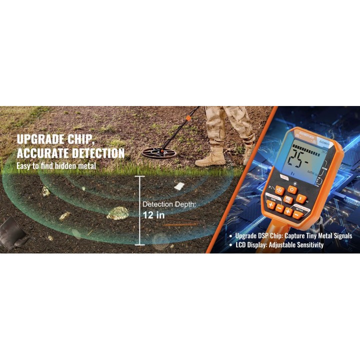 Professioneller, wiederaufladbarer, wasserdichter 30 cm TS185A Tauch-Metalldetektor mit IP68-Spule