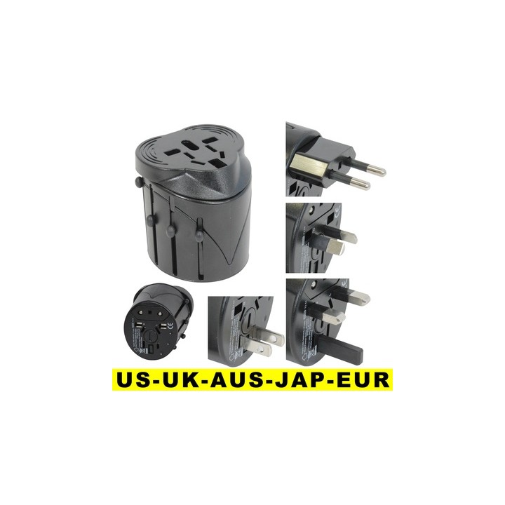 Adaptador enchufe electrico viaje 150 pais europa america usa gran bretana uk australia jr international - 1