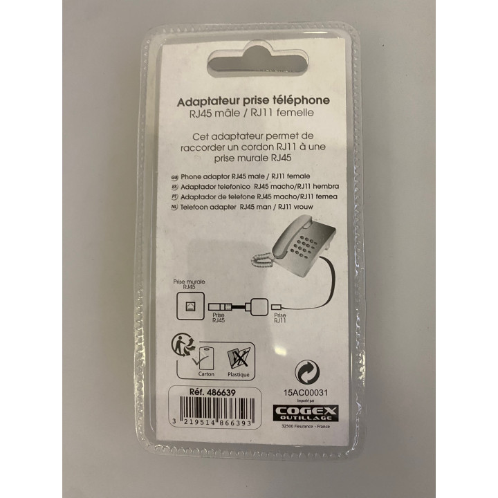 3  Adaptateur RJ45 8p8c male vers RJ11 6p4c femelle Boitier distribution modulaire reseau