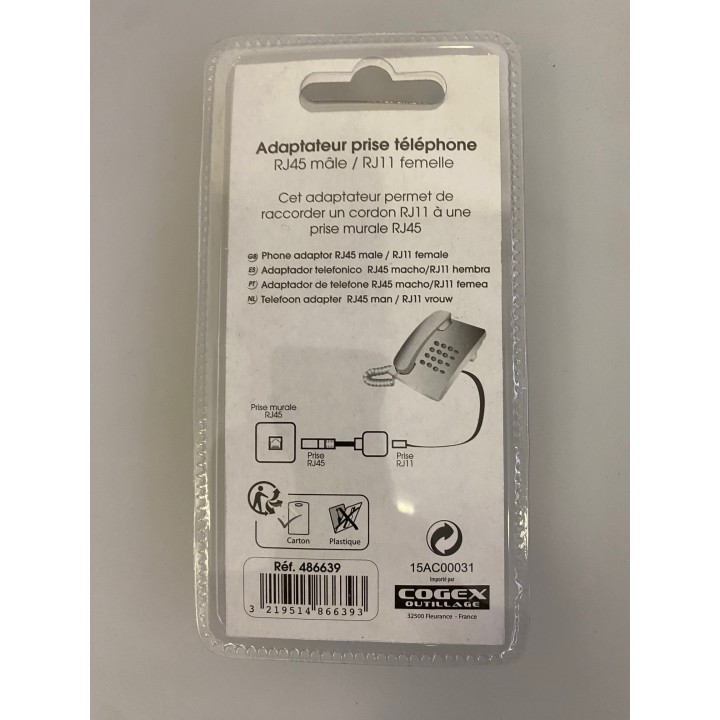 3 Adaptateur RJ45 8p8c male vers RJ11 6p4c femelle Boitier distribution modulaire reseau