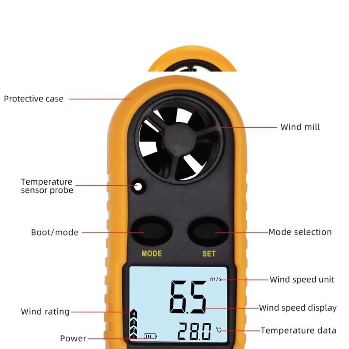 Misure di velocità del vento anemometro digitale termometro digitale lcd sport anemometro am02