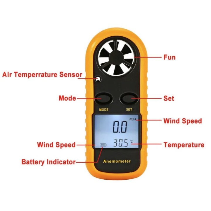 Anemometer measures wind speed digital thermometer digital lcd sports anenometer am02
