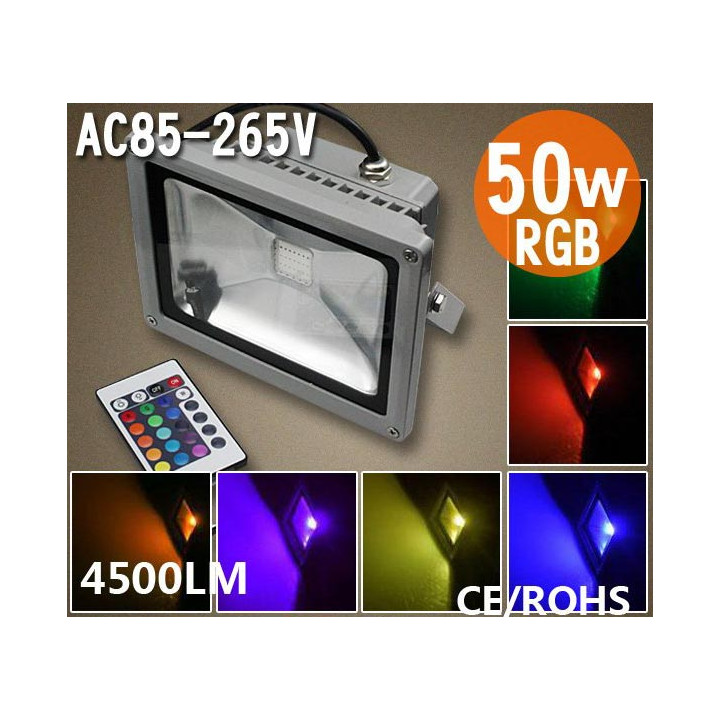 Led floodlight 50w rgb red green blue with memory and remote control 220v 110v outdoor ip65 jr international - 6