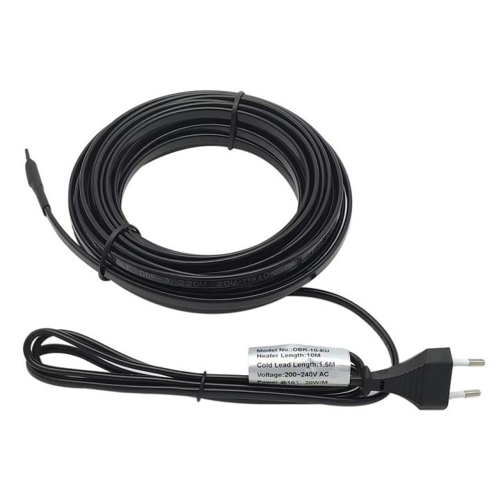 Cable chauffant antigel cordon electrique 5m 200v 220v 240v canalisation tuyau eau thermostat